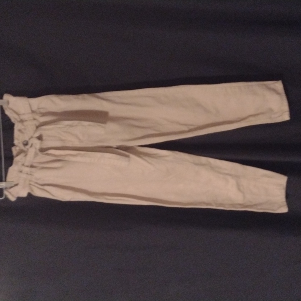 Sz 4 Denim Co tan paper bag waist jeans